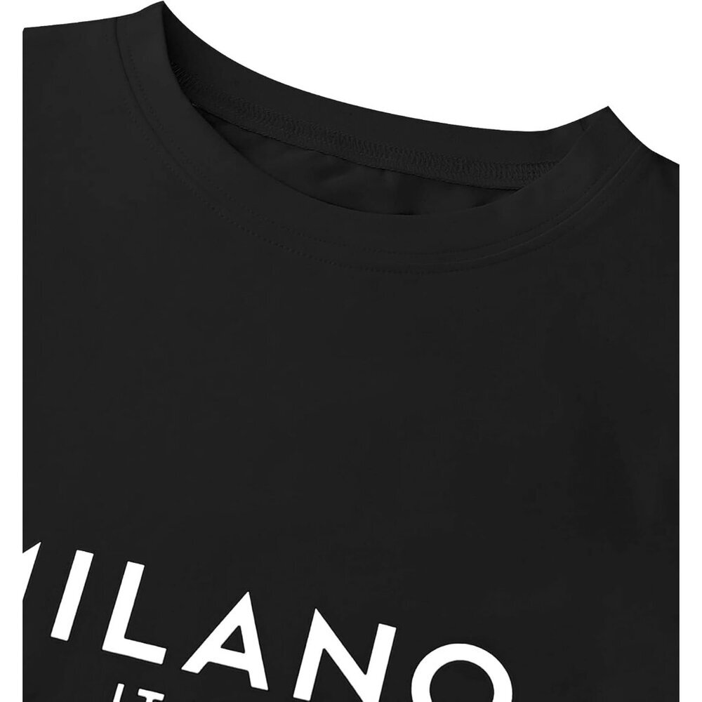 Long Sleeve Crop Top Women Fitted Graphic Crew Neck Casual for Fall - Picture 5 of 6